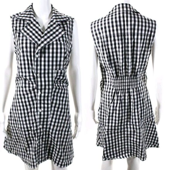 DEREK LAM 10 CROSBY Satina Sleeveless Shirtdress Picnic Plaid Pinup Black Sz 6 - Picture 12 of 12